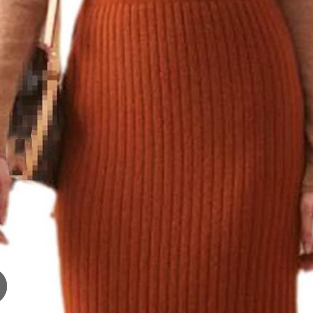 Vintage J.R. Rappers Rust Ribbed Pull On Knee Length Skirt size L